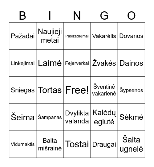 Naujametinis BINGO Card