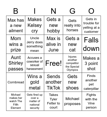 Mel Duke 2025 Bingo Card