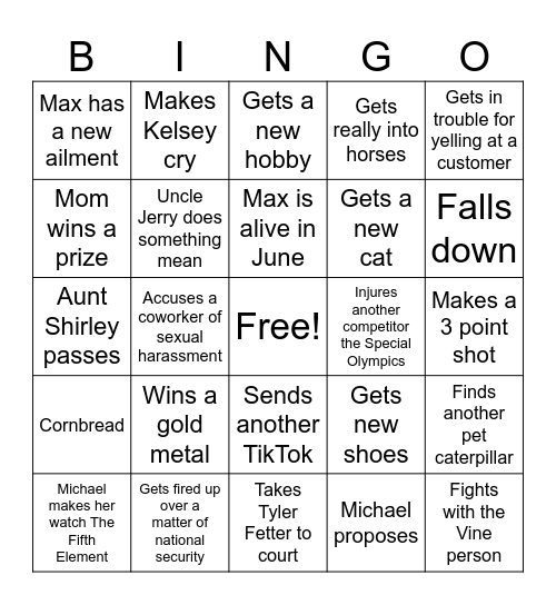 Mel Duke 2025 Bingo Card