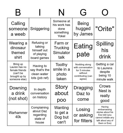 Shawn of Samgun Bingo Card