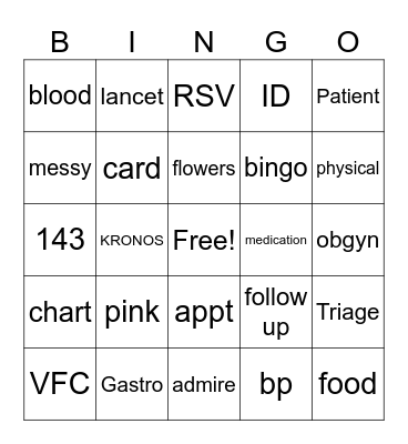 OPC Bingo Card