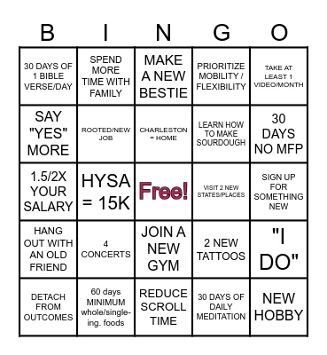 2025 Bingo Card