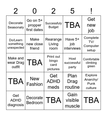 New Year's Bingo Card