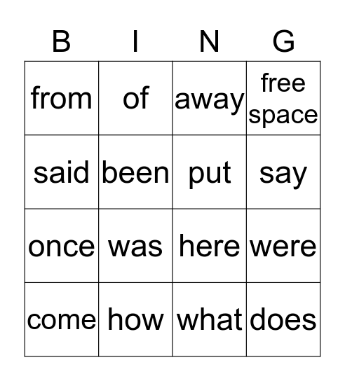 Red Word Bingo Card