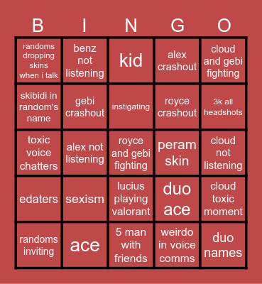 VALORANT NEW YEAR EDITION Bingo Card
