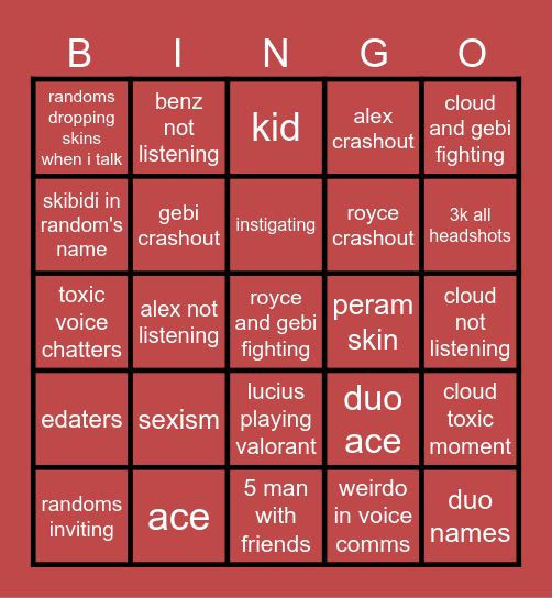 VALORANT NEW YEAR EDITION Bingo Card