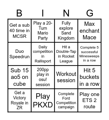 Spray's New Year Bingo Bonanza Bingo Card