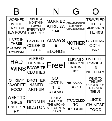 HAPPY BIRTHDAY Bingo Card