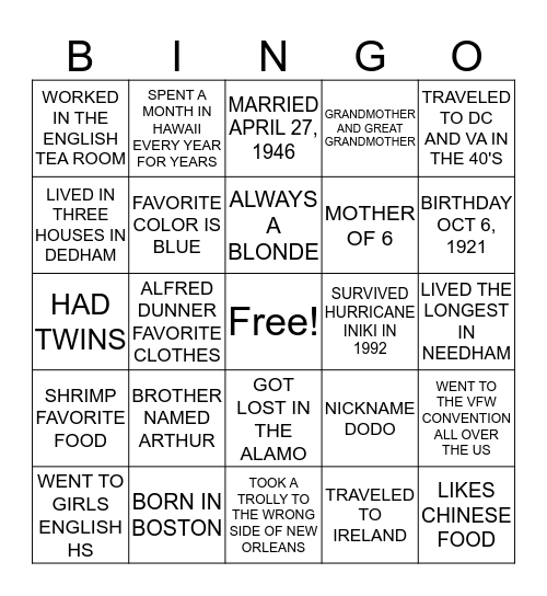 HAPPY BIRTHDAY Bingo Card