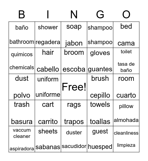 HOUSEKEEPING  Bingo Card