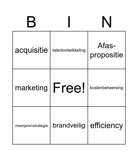 Jaarplan Bingo Card