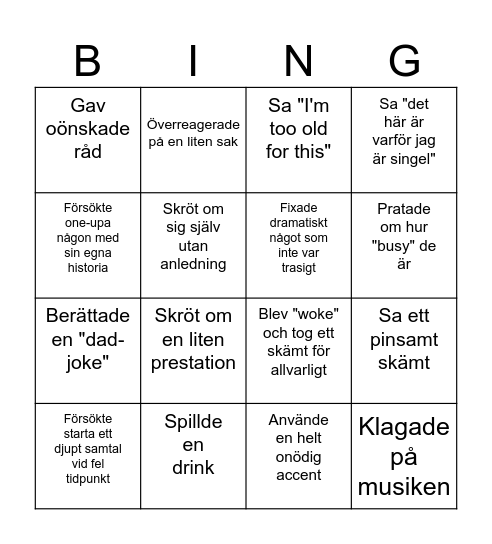 New Year Bingo Card