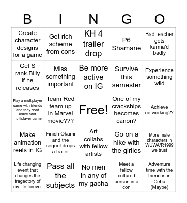 GWEN'S 2025 Bingo Card
