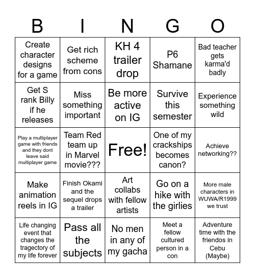 GWEN'S 2025 Bingo Card