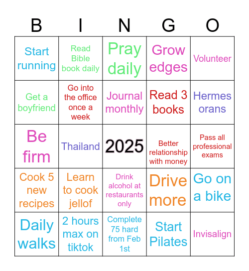 Bonita’s 2025 BINGO CARD Bingo Card