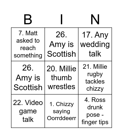 NYE 2024 - Millie Bingo Card