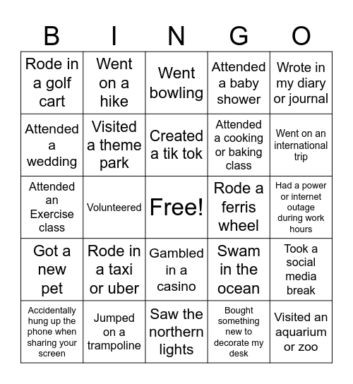 Untitled Bingo Card