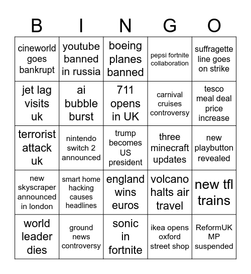 2025 Bingo Card