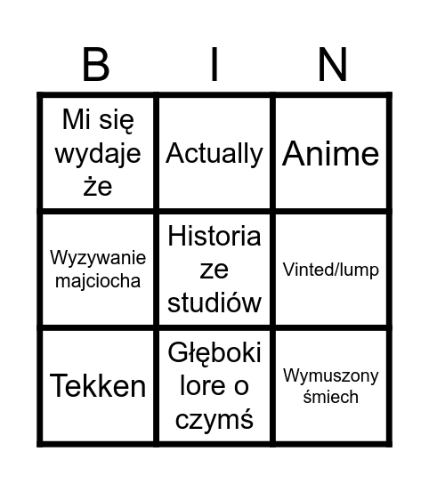 Maciek Bingo Card