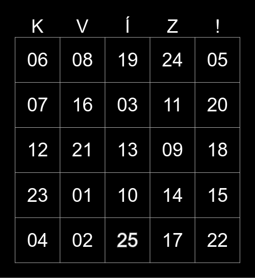 Herní kvíz o cenu Bingo Card