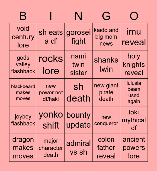 ONE PIECE 2025 BINGO Card