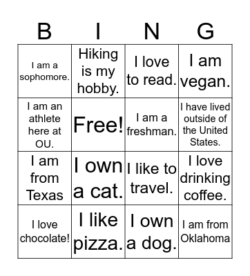 Human Bingo Card