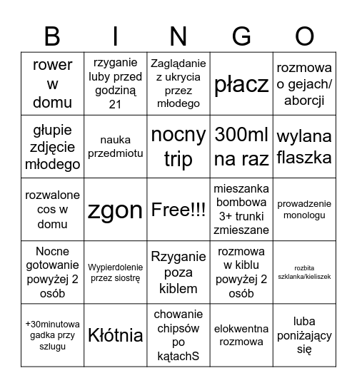 rozpierdol u DomyDomy Bingo Card
