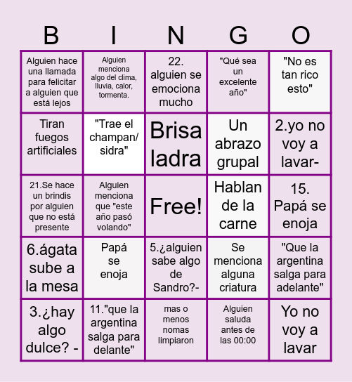 Bingo de año nuevo Bingo Card