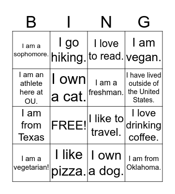Human Bingo Card