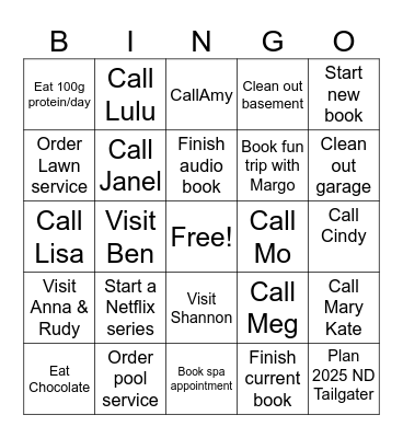 Mary’s Card Bingo Card