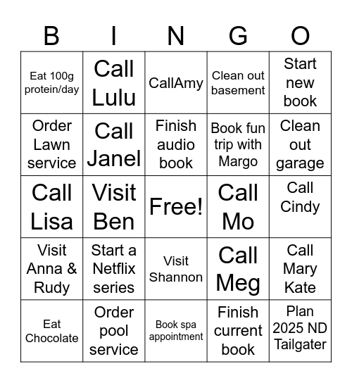 Mary’s Card Bingo Card