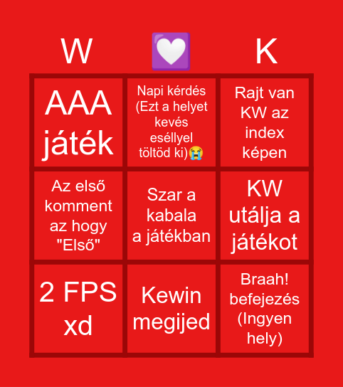 Kewin Bingó Bingo Card