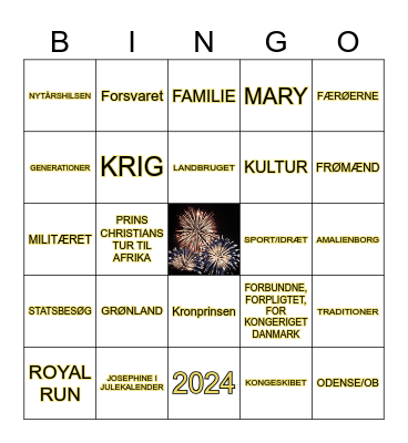 Nytårstale Bingo 2024 Bingo Card