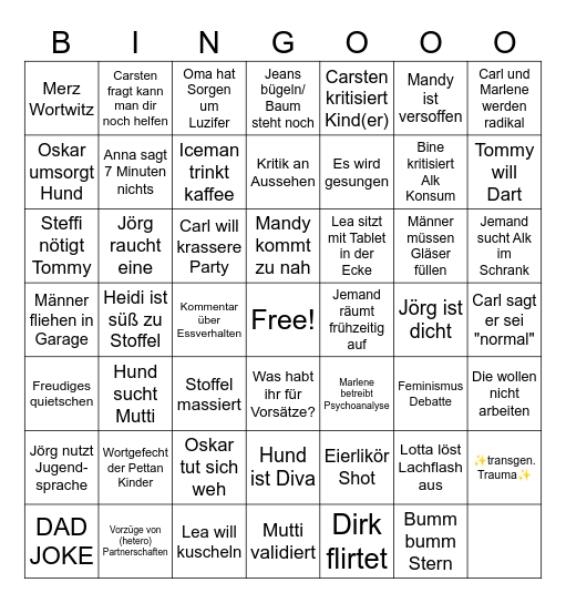 Krügersens Silvester Bingo Card