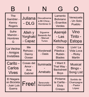2024 BINGO MUSICAL Bingo Card