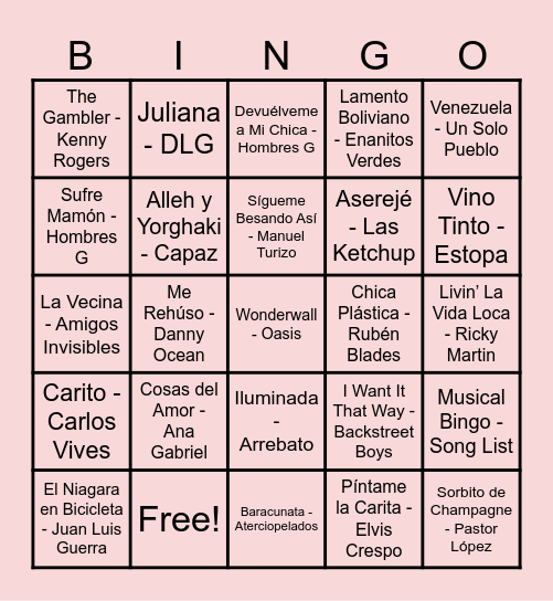 2024 BINGO MUSICAL Bingo Card