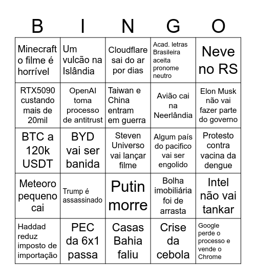 2025 Bingo Card