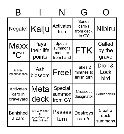 MD opponent Bingo Card