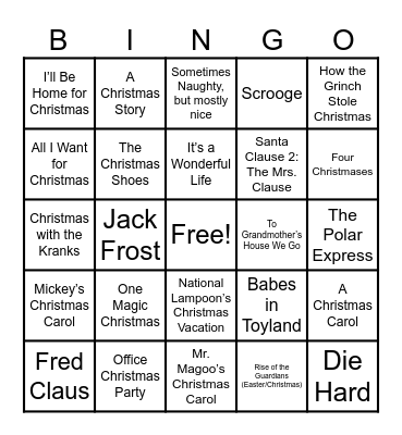 Last Christmas Bingo Card