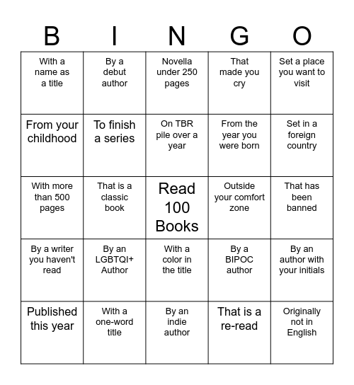 2025 Reading Bingo Card