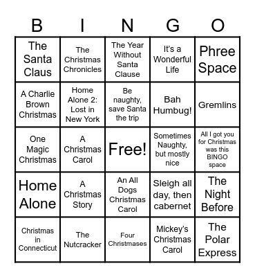 Last Christmas Bingo Card