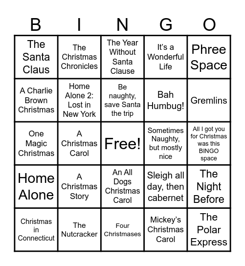 Last Christmas Bingo Card