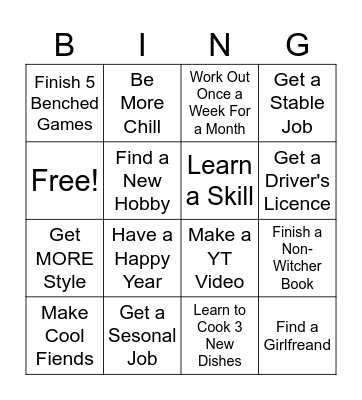 2025 Goals Bingo Card