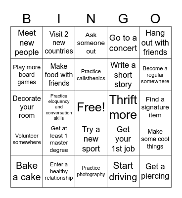 2025 Bingo Card