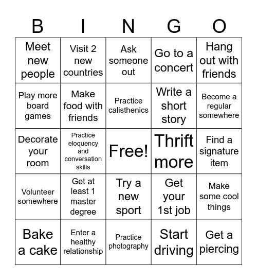 2025 Bingo Card