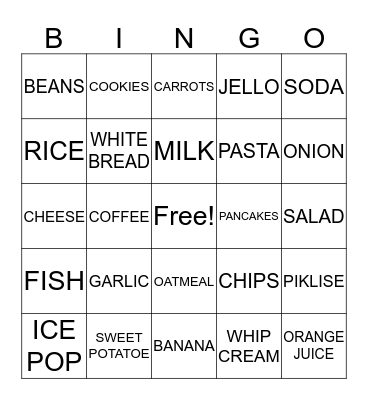 HEALTHY VS UNHEALTY Bingo Card