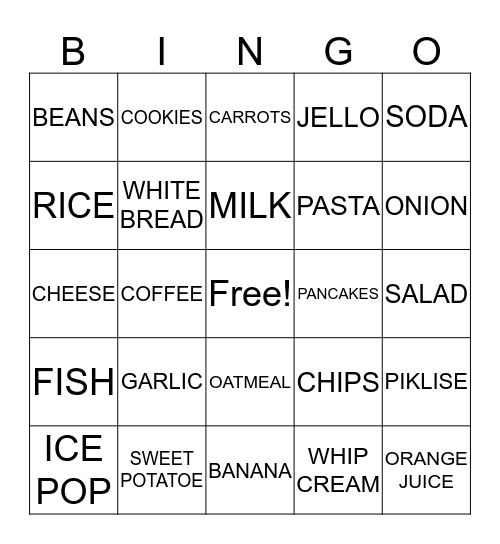 HEALTHY VS UNHEALTY Bingo Card