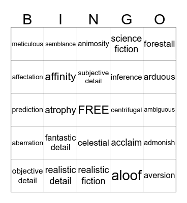 Bingo "C" Bingo Card