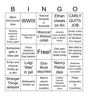 2025 Bingo Card