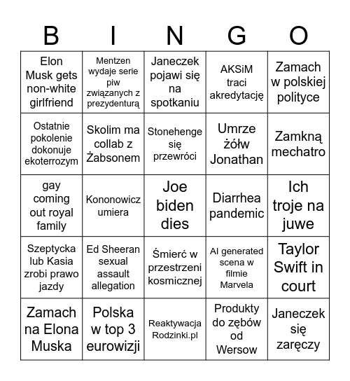 2025 bingo Card